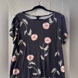 Ann Taylor Factory Blue Gray Short Sleeve Boxy Blouse